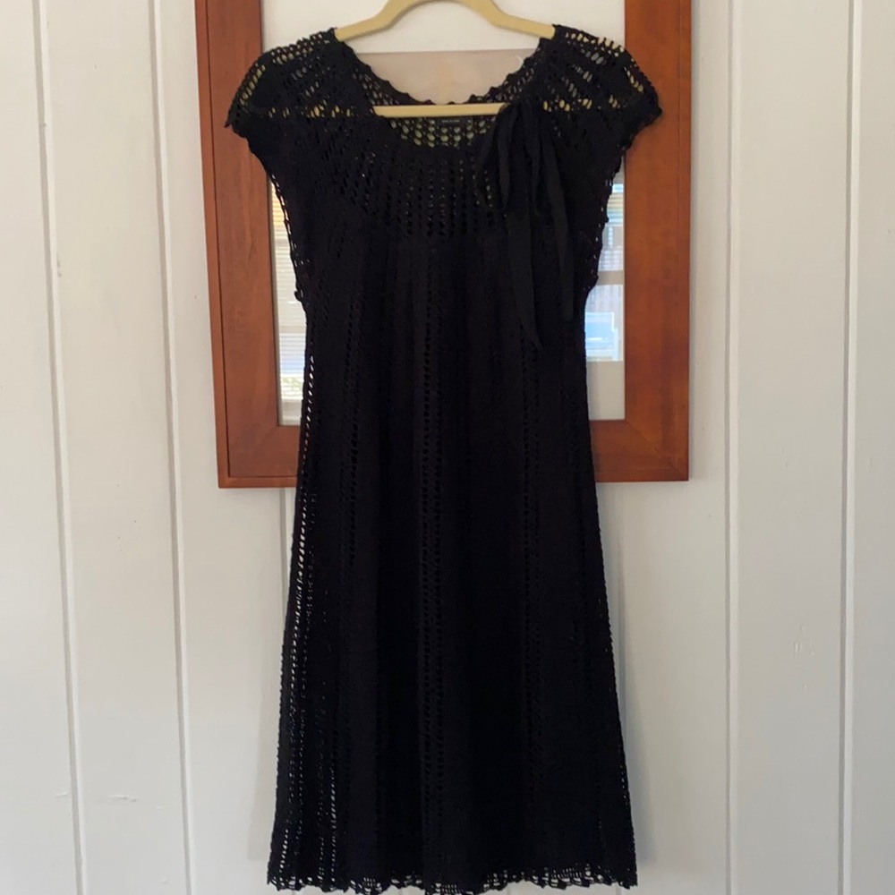 BCBG Max Azria Black Crochet Lined Dress M